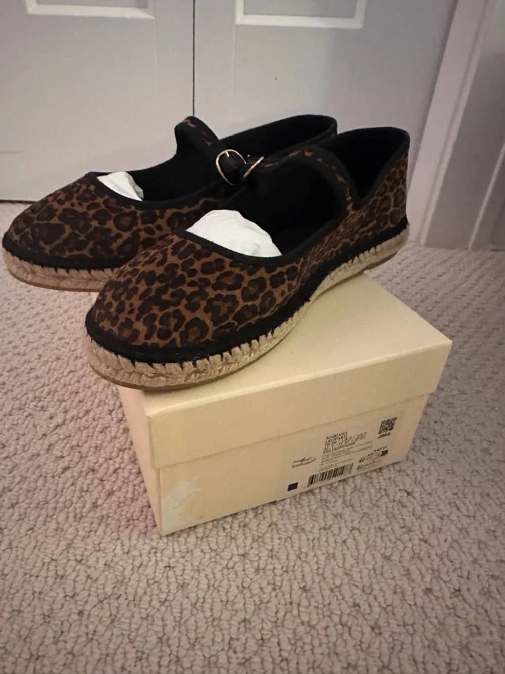 Sezane Leopard Print Espadrille Mary Jane Flats Mariana - Picture 4 of 4